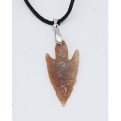Collier pendentif pointe de flèche avec cordon en cuir (Sahara - 013**)