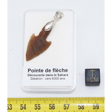 Collier pendentif pointe de flèche avec cordon en cuir (Sahara - 012**)
