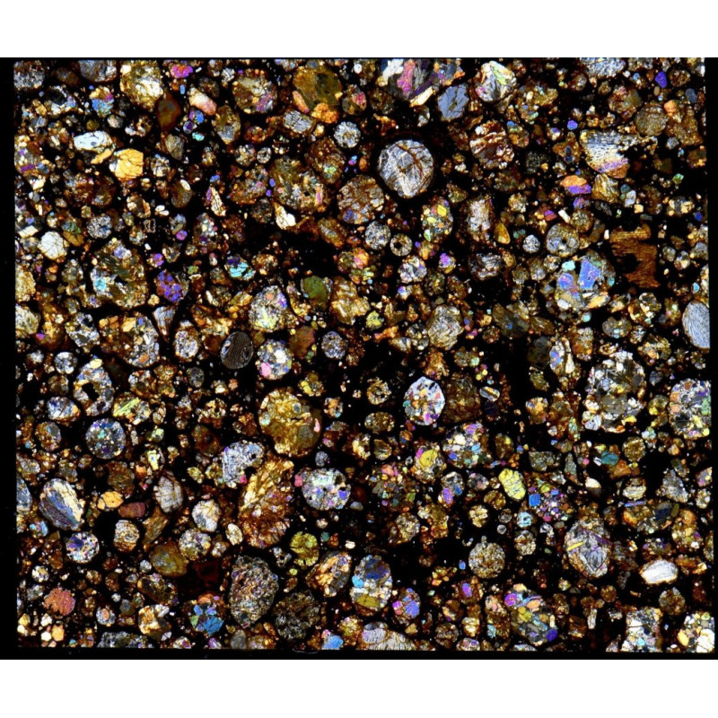Lame mince de météorite NWA 16457 Chondrite LL3 (NWA - 066*)