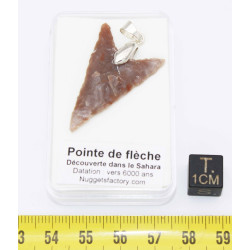 Collier pendentif pointe de flèche avec cordon en cuir (Sahara - 013**)