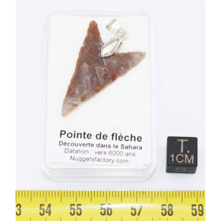 Collier pendentif pointe de flèche avec cordon en cuir (Sahara - 013**)