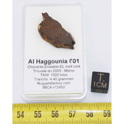 Tranche de de météorite Al Haggounia 001 - EL chondrite impact melt rock (Maroc- 4.4 grammes - 010**)