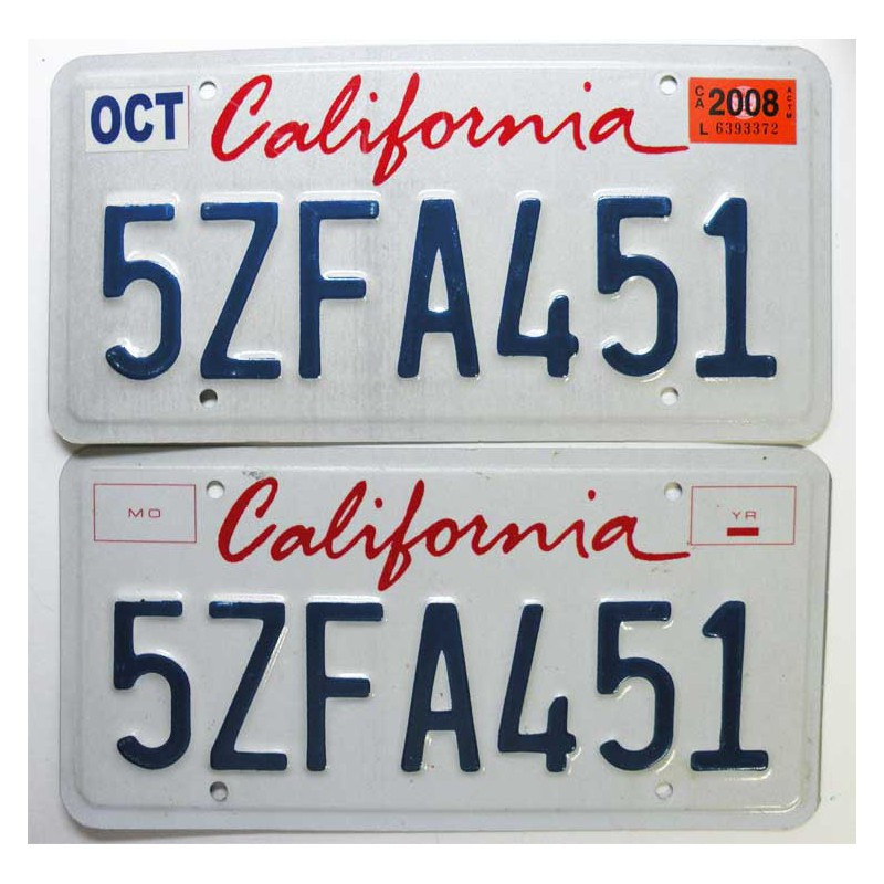 paire de Plaque d Immatriculation USA - California ( 025 )