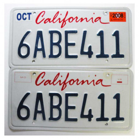 paire de Plaque d Immatriculation USA - California ( 024 )