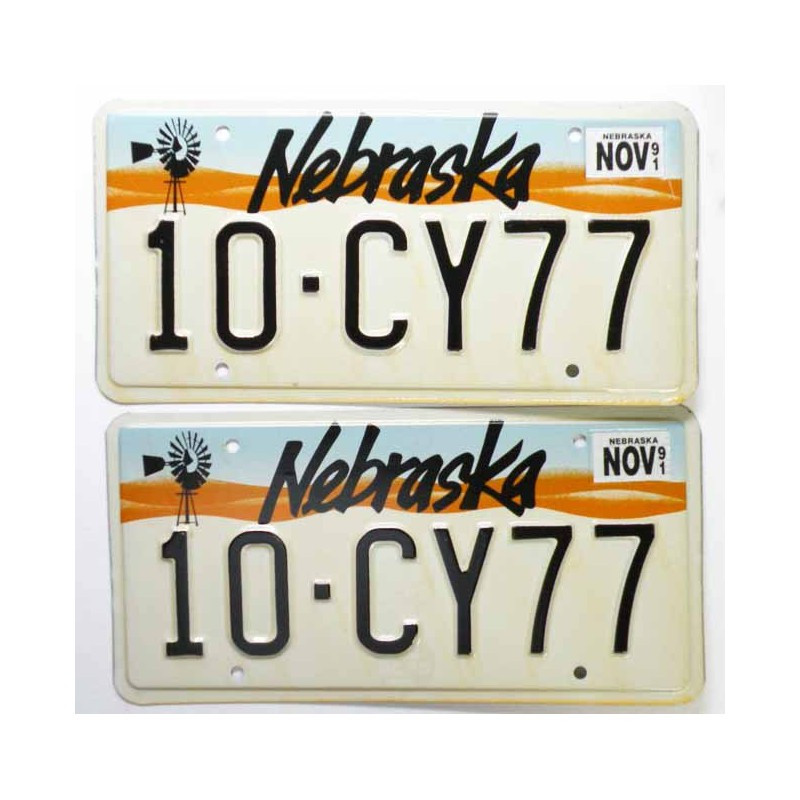 paire de Plaque d Immatriculation USA - Nebraska ( 018 )