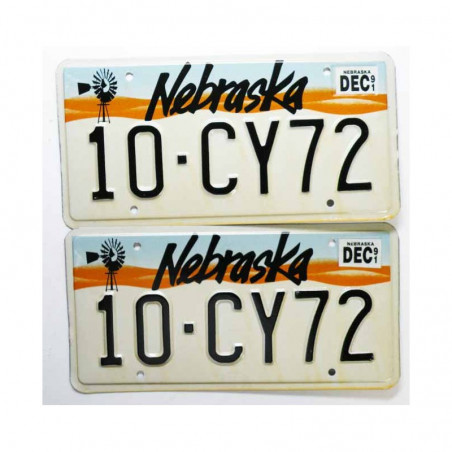 paire de Plaque d Immatriculation USA - Nebraska ( 016 )