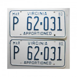 paire de Plaques d Immatriculation USA Virginia ( 005 )