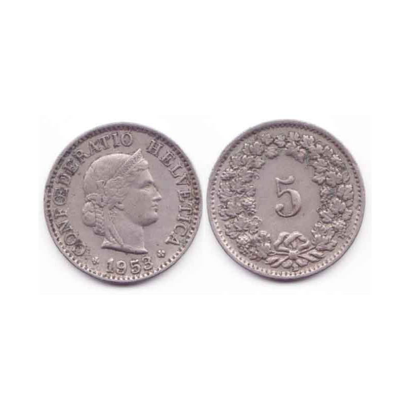 5 cents suisse Nikel 1953  ( 001 )