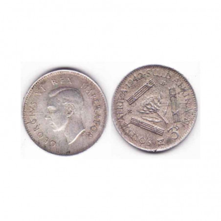 3 Pence Afrique du sud Argent 1942 ( 001 )