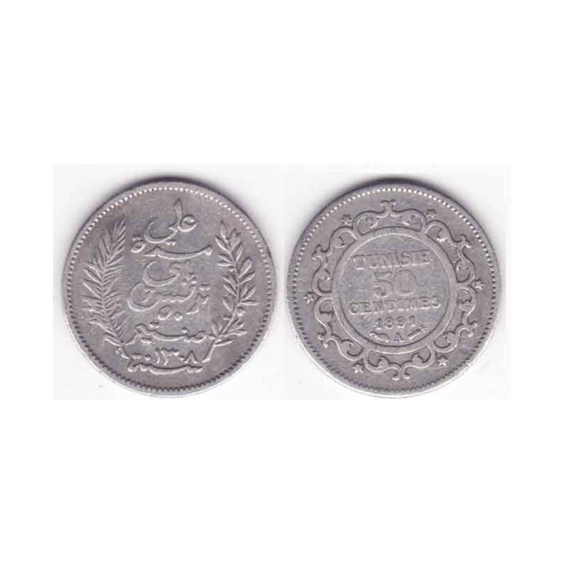 50 cents Tunisie Argent 1891  ( 001 )