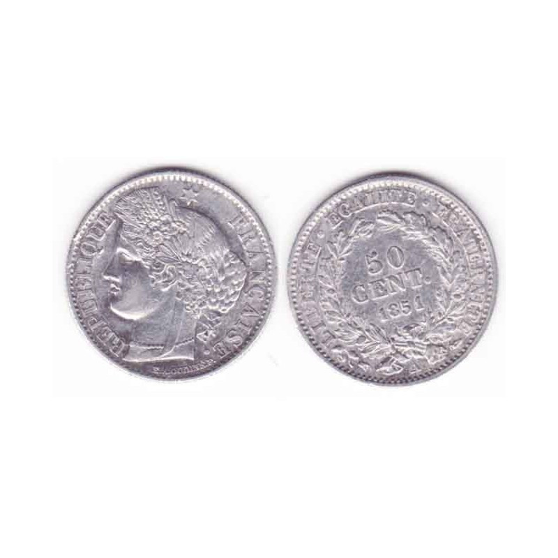 1 piece de 50 centimes Ceres Argent 1851 A ( 001 )
