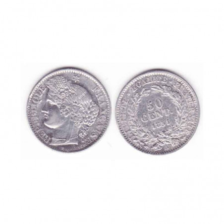 1 piece de 50 centimes Ceres Argent 1851 A ( 001 )