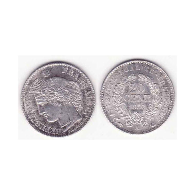 1 piece de 20 centimes Ceres Argent 1850 A ( 001 )