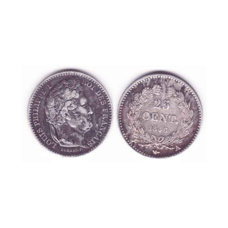 25 cents  Louis Philippe 1846 A Argent ( 001 )