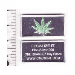 lingot d argent massif  Cannabis 7.75 grammes ( vert )