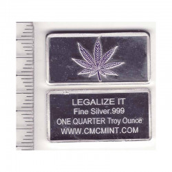 lingot d argent massif  Cannabis 7.75 grammes ( gris )