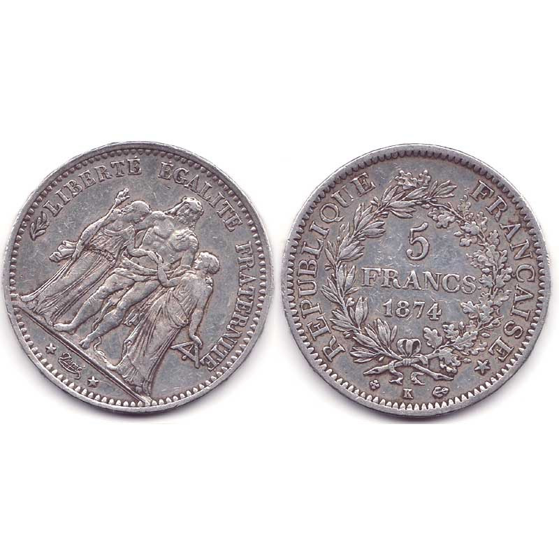 5 franc Hercule 1874 K argent ( 001 )