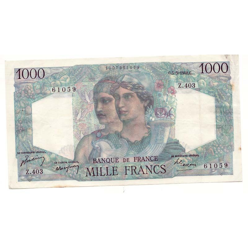 1000 F Minerve et Hercule 05/05/1948 TTB ( 163 )