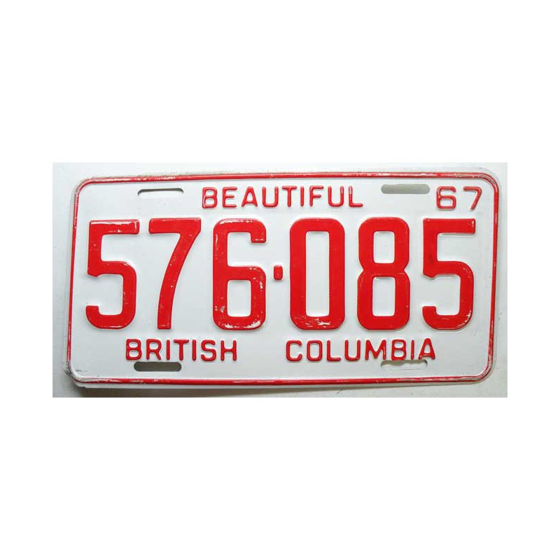 Plaque d Immatriculation Canada British Columbia ( 597 )