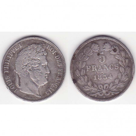5 franc Louis Philippe 1834 A Argent ( 004 )