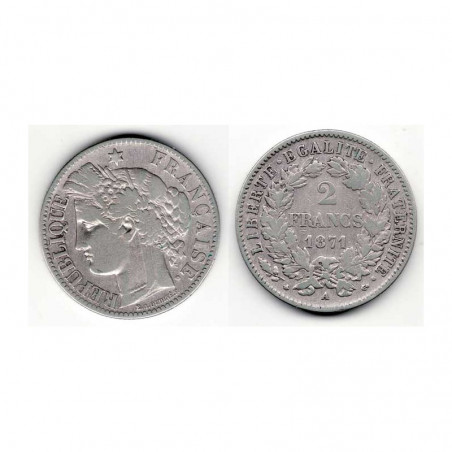 1 piece de 2 francs Ceres Argent 1871 A ( 004 )