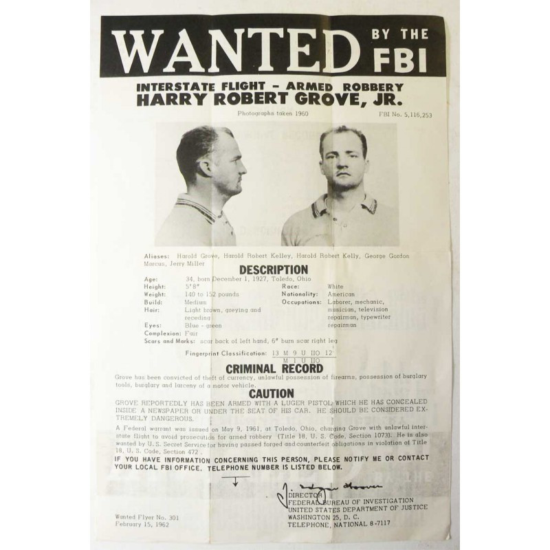 1 affiche vintage originale Wanted FBI USA ( 016)
