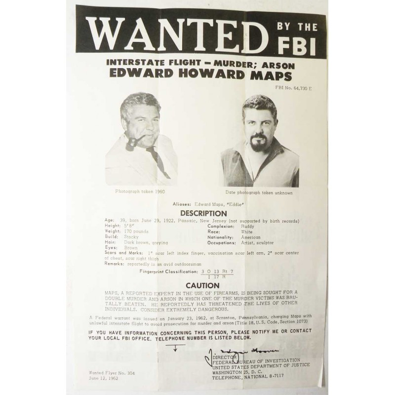 1 affiche vintage originale Wanted FBI USA ( 017)