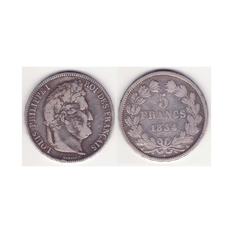 5 francs Louis Philippe 1834 A Argent ( 002 )