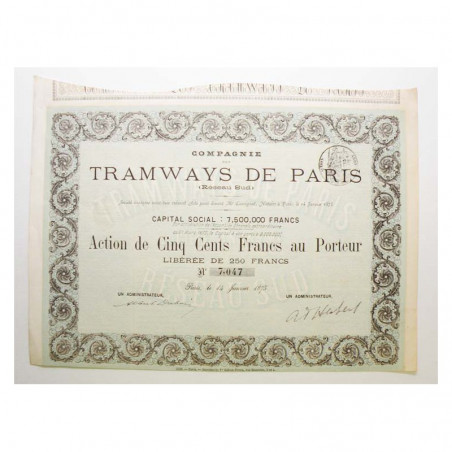 Action Anciene : compagnie des tramways de Paris  ( 392 )